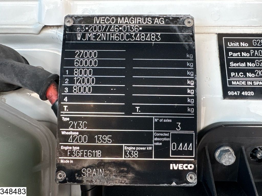 Iveco Stralis 460 6x2, EURO 6, 15,900 litres, Milk, Retarder
