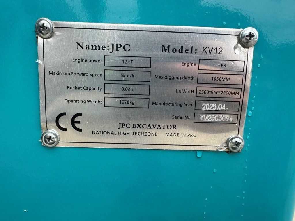 Minibagger JPC KV12 Diesel 12 PS 2025 Neu