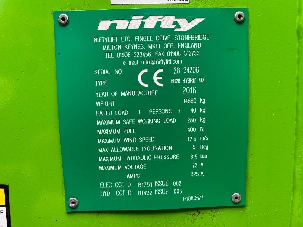 Niftylift HR 28 Hybrid 4x4