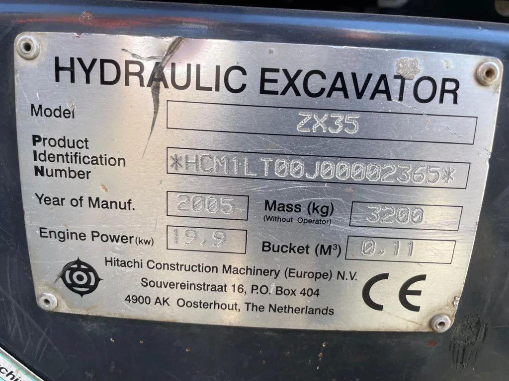 Hitachi ZX 35 Graafmachine Minigraver