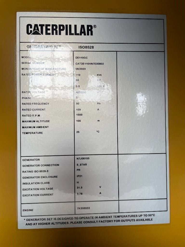 CAT DE110GC - 110 kVA Stand-by Generator - DPX-18208