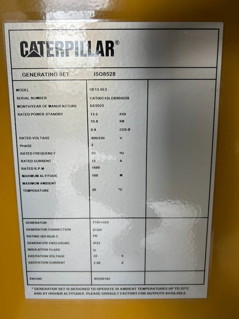 CAT DE13.5E3 - 13.5 kVA Generator - DPX-18001