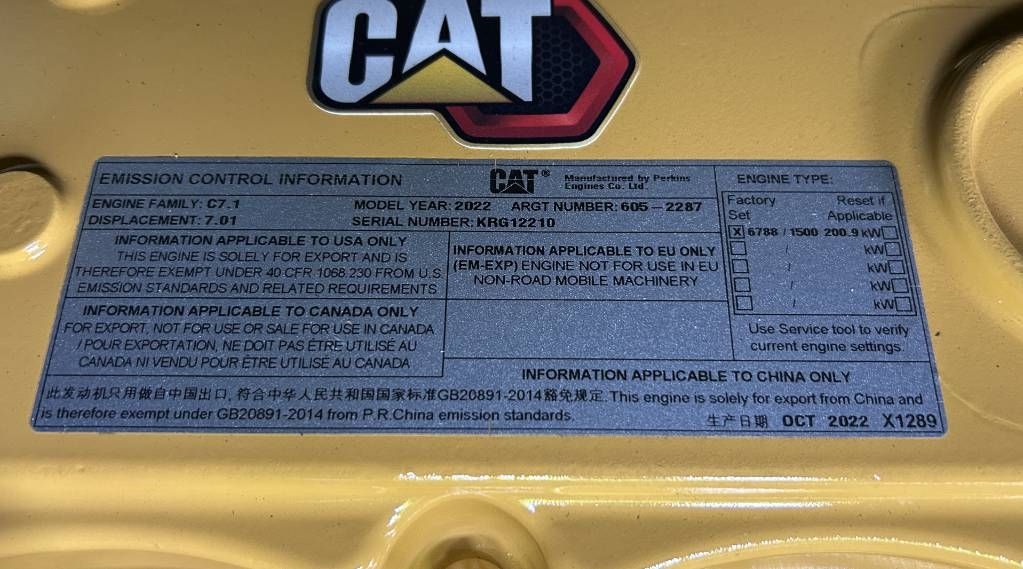 CAT DE220GC - 220 kVA Stand-by Generator - DPX-18212