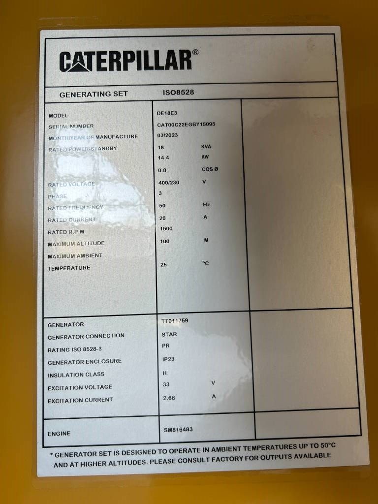 CAT DE18E3 - 18 kVA Generator - DPX-18002