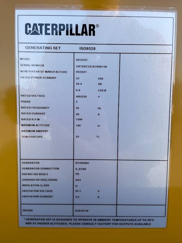 CAT DE33GC - 33 kVA Stand-by Generator Set - DPX-18204