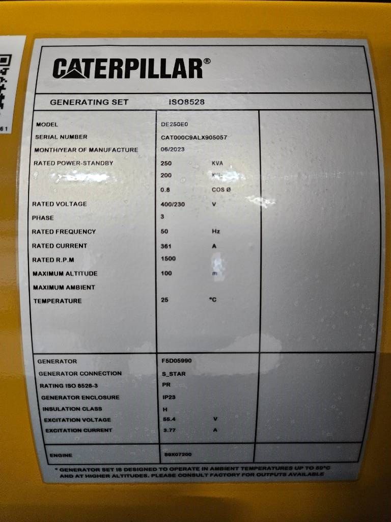 CAT DE250E0 - C9 - 250 kVA Generator - DPX-18019