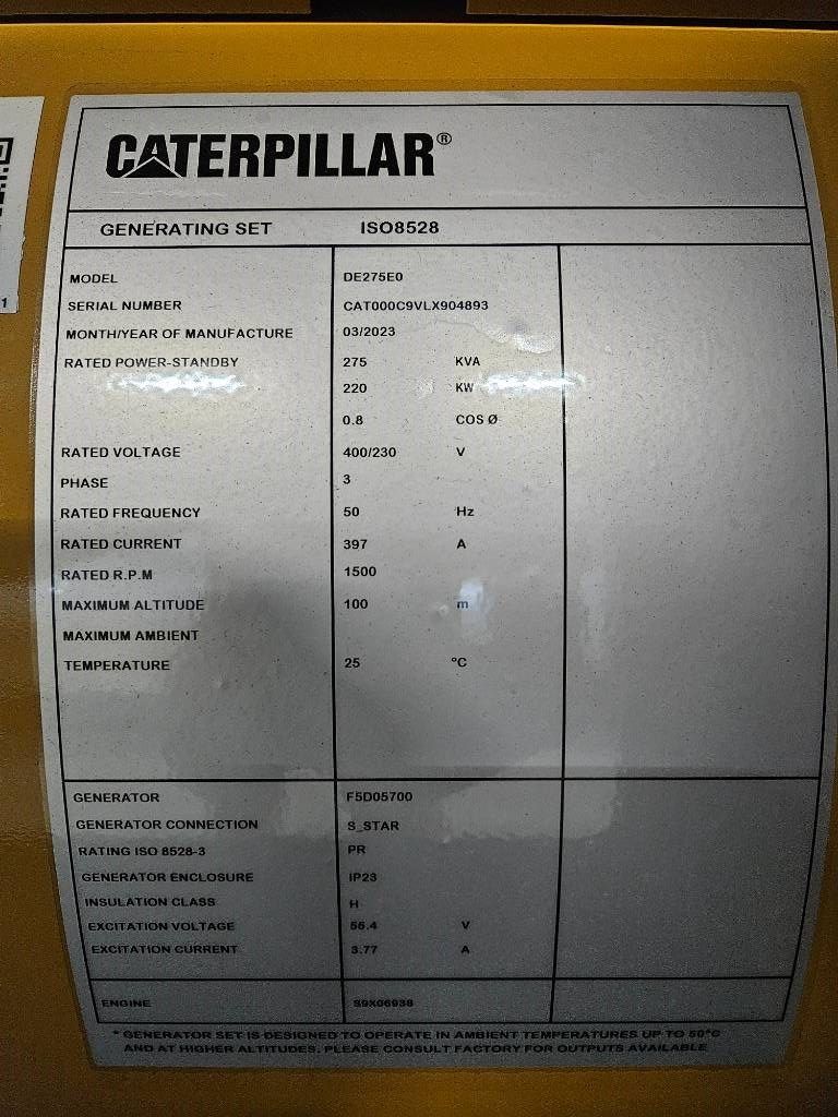 CAT DE275E0 - C9 - 275 kVA Generator - DPX-18020