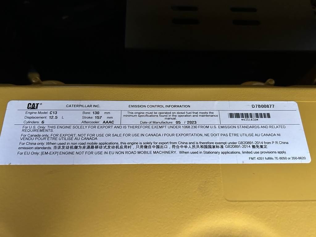 CAT DE550GC - 550 kVA Stand-by Generator - DPX-18221