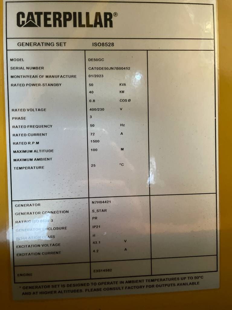CAT DE50GC - 50 kVA Stand-by Generator Set - DPX-18205