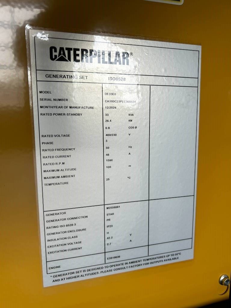 CAT DE33E0 - 33 kVA Generator - DPX-18004