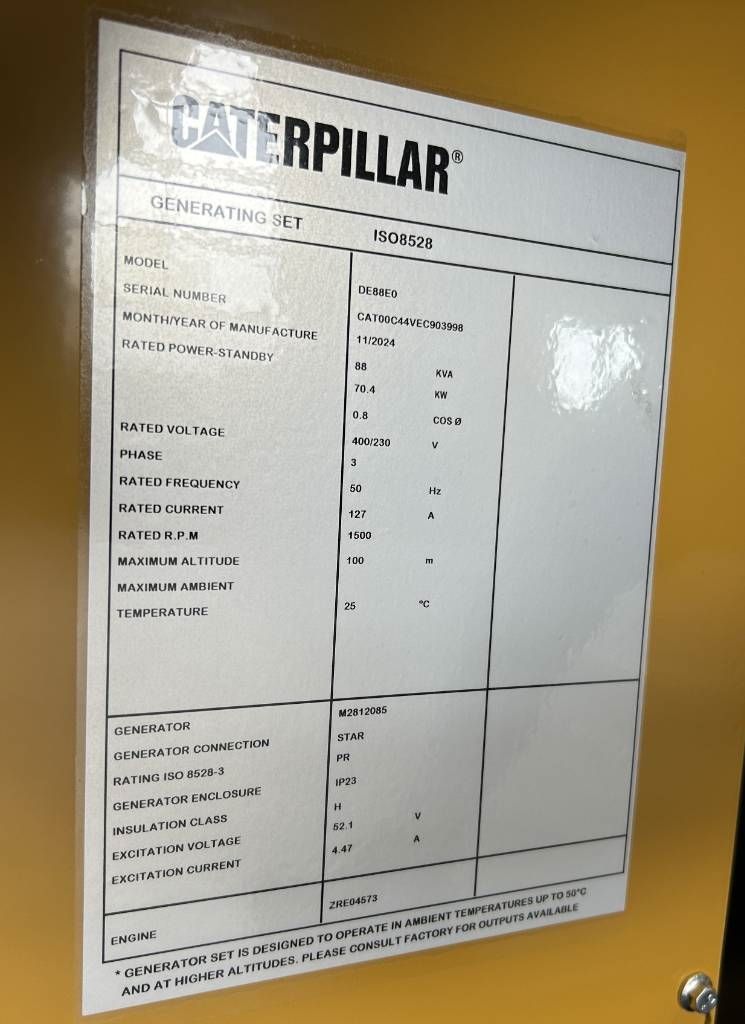 CAT DE88E0 - 88 kVA Generator - DPX-18012