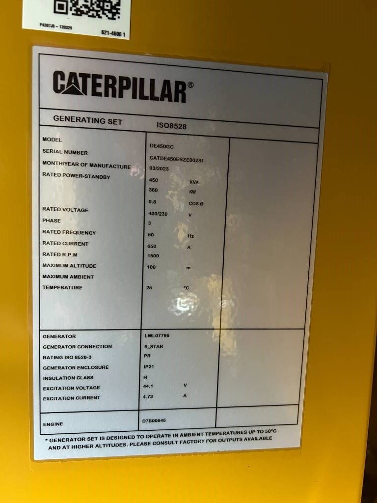 CAT DE450GC - 450 kVA Stand-by Generator - DPX-18219