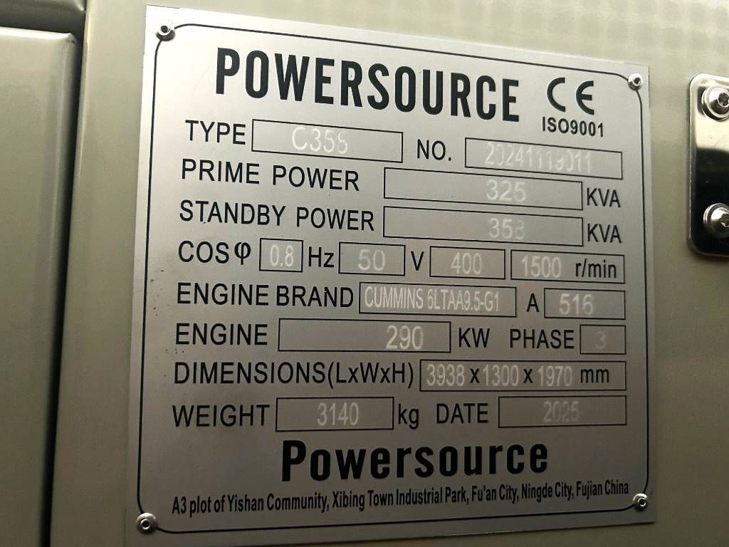Cummins 6LTAA9.5-G1 - 360 kVA Generator - DPX-19843