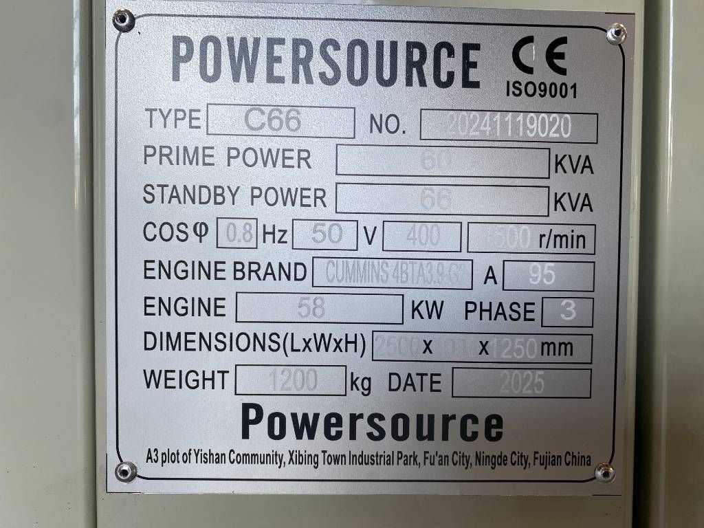 Cummins 4BTA3.9-G2 - 66 kVA Generator - DPX-19833