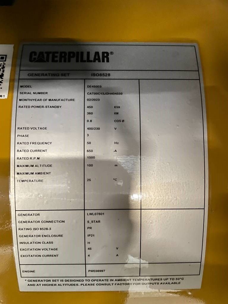 CAT DE450E0 - C13 - 450 kVA Generator - DPX-18024