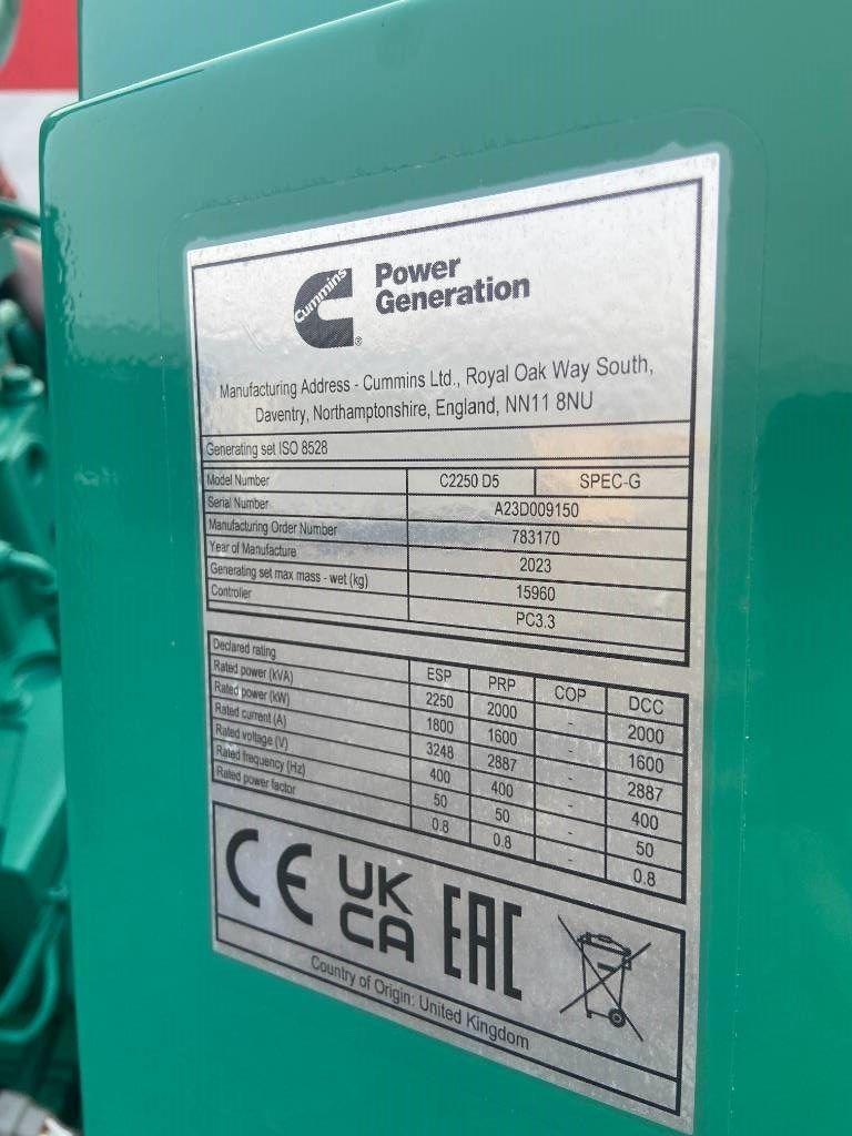 Cummins C2250D5 - 2.250 kVA Genset - QSK60 - DPX-18536-A