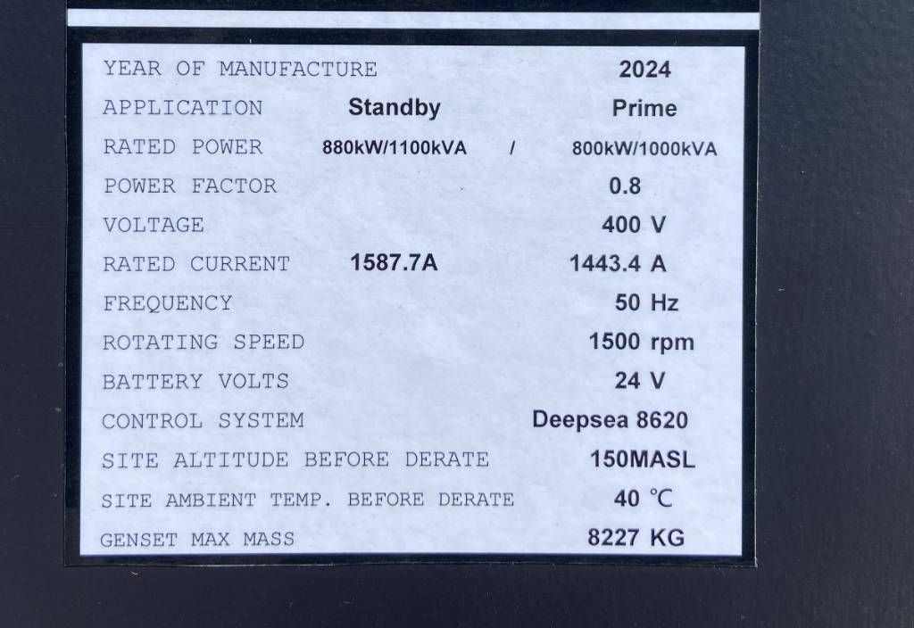 Cummins KTA38-G5 - 1.100 kVA Generator - DPX-18814