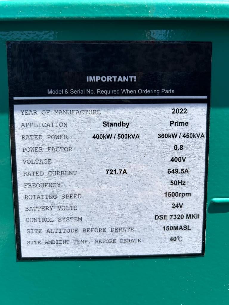 Cummins KTA19-G3 - 500 kVA Generator - DPX-18807-O