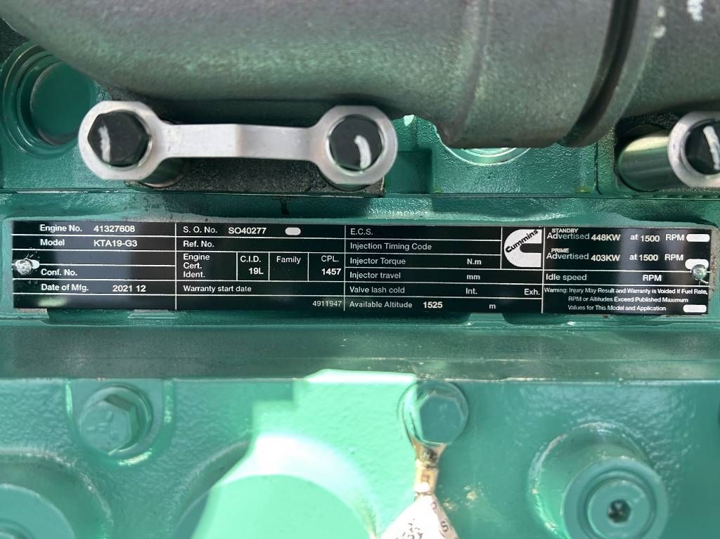 Cummins KTA19-G3 - 500 kVA Generator - DPX-18807-O