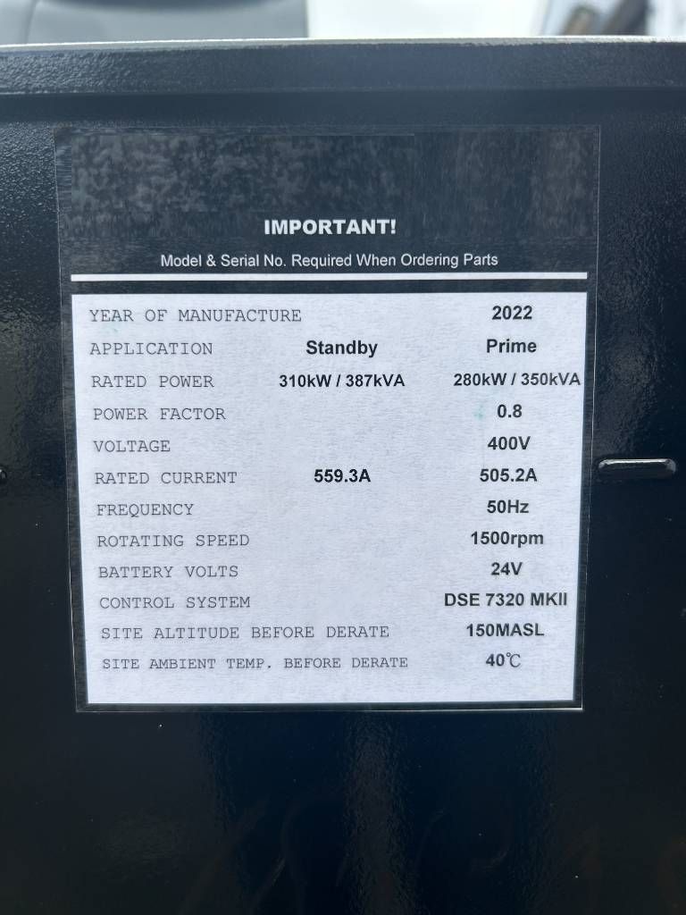 Cummins NTA855-G4 - 385 kVA Generator Set - DPX-18805-O