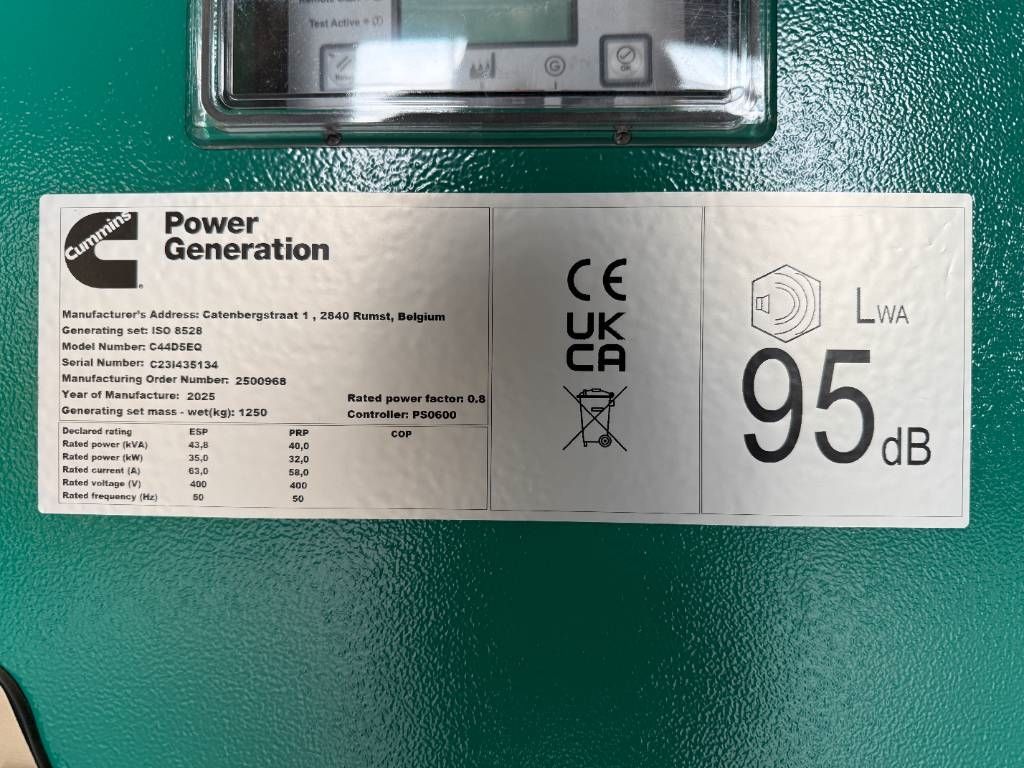 Cummins C44D5EQ - 44 kVA Generator - DPX-18505-Q