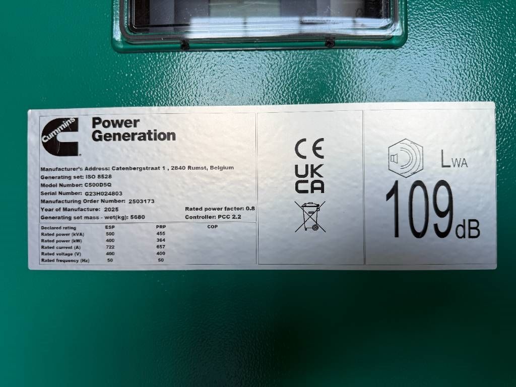 Cummins C500D5Q - 500 kVA Generator - DPX-18520