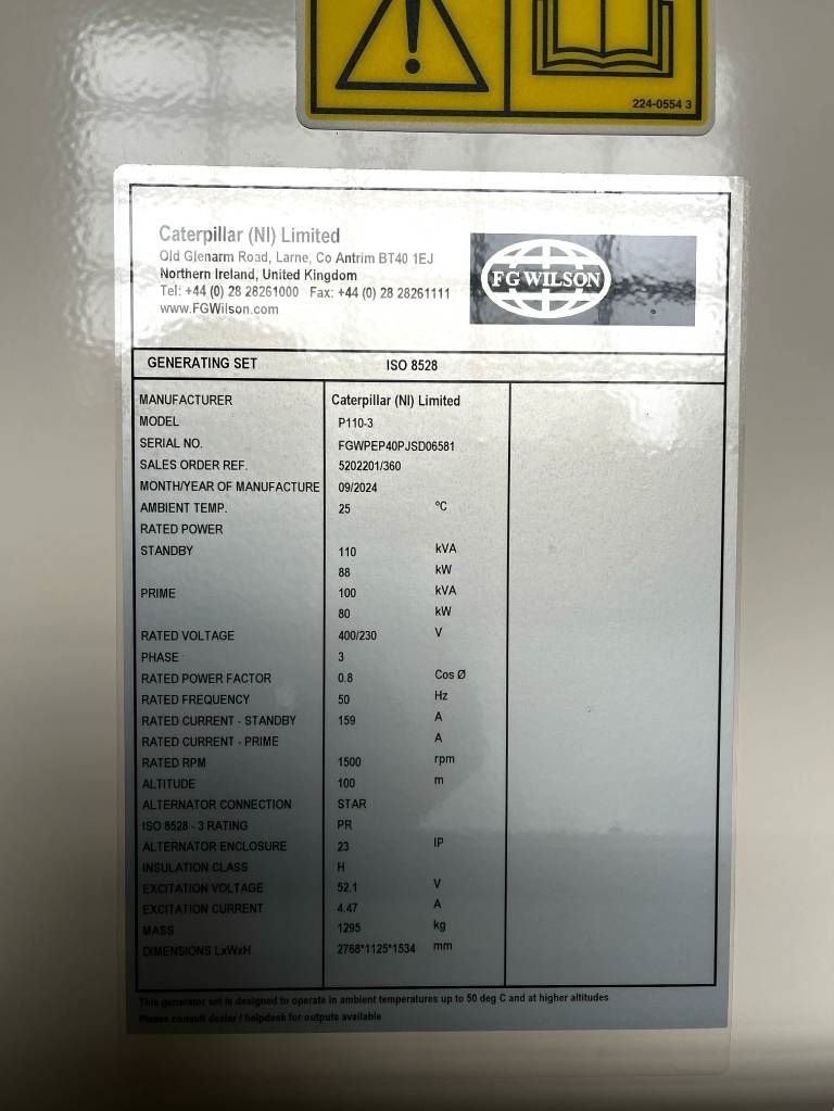 FG Wilson P110-3 - 110 kVA Genset - DPX-16008