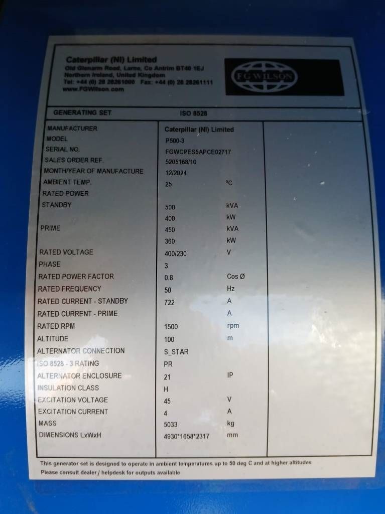 FG Wilson P500-3 - 500 kVA Genset - DPX-16019