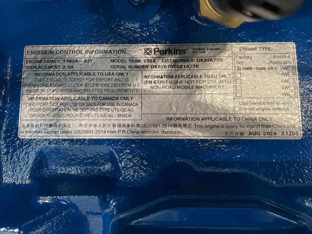 FG Wilson P65-5 - 65 kVA Open Genset - DPX-16006-O