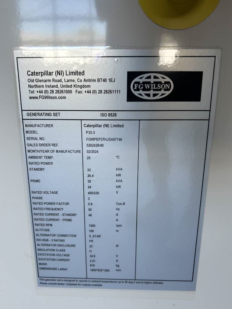 FG Wilson P33-3 - 33 kVA Genset - DPX-16003