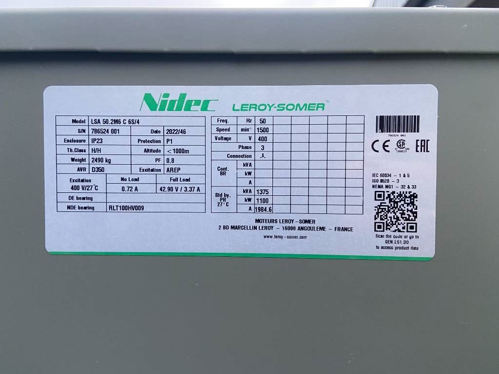 Perkins 4008TAG3 - 1250 kVA Open Genset - DPX-19821-O