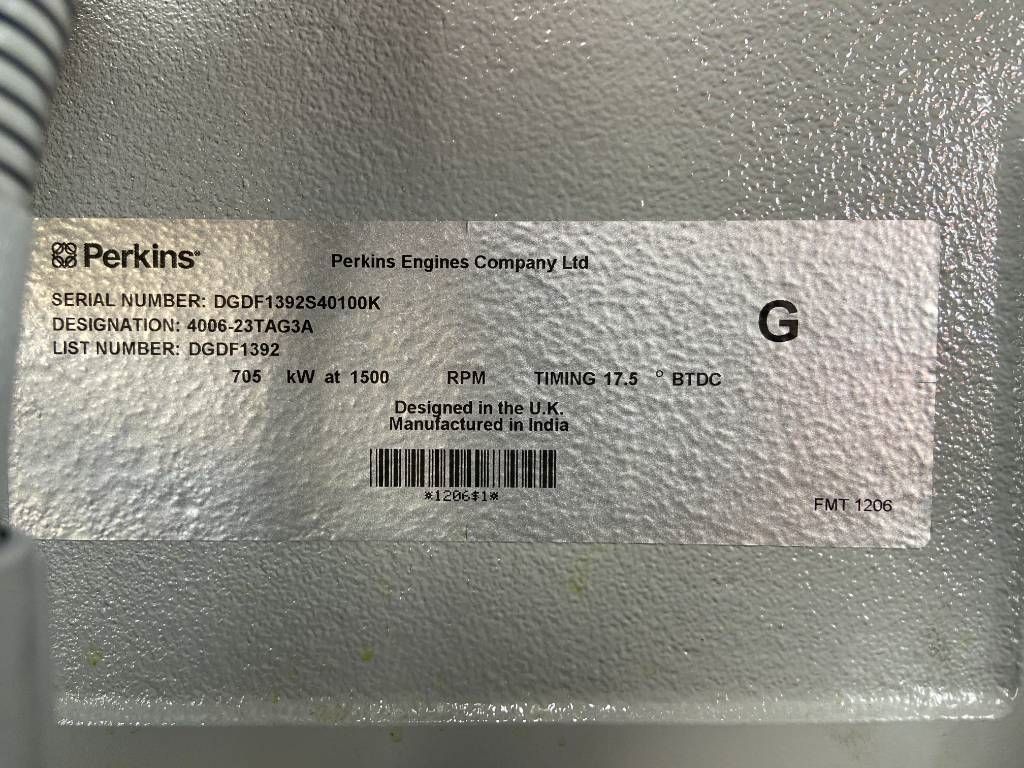Perkins 4006-23TAG3A - 900 kVA Generator - DPX-19818