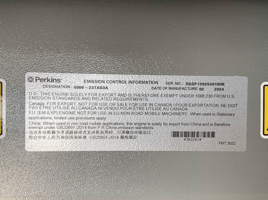 Perkins 4006-23TAG3A - 900 kVA Generator - DPX-19818
