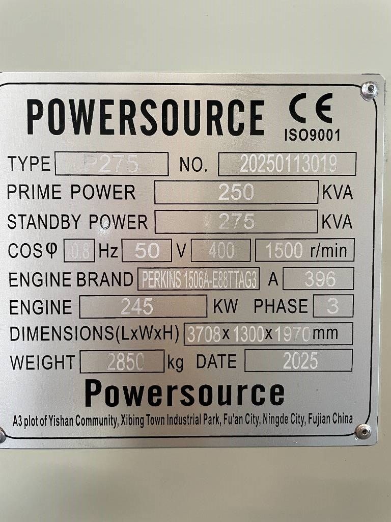 Perkins 1506A-E88TTAG3 - 275 kVA Generator - DPX-19810