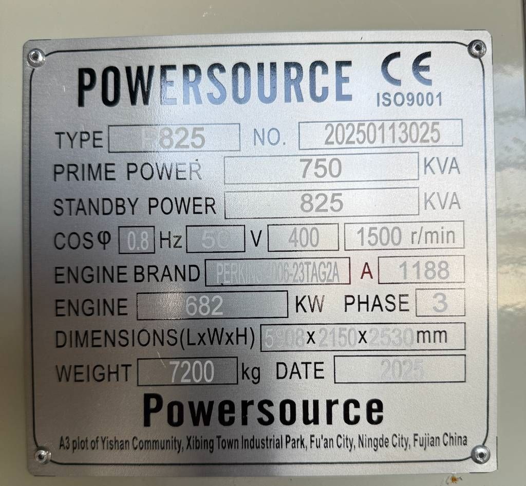 Perkins 4006-23TAG2A - 825 kVA Generator - DPX-19817