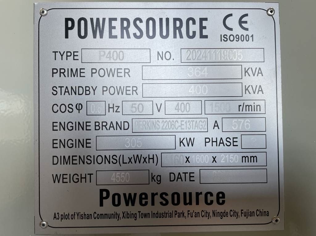 Perkins 2206C-E13TAG2 - 400 kVA Generator - DPX-19812