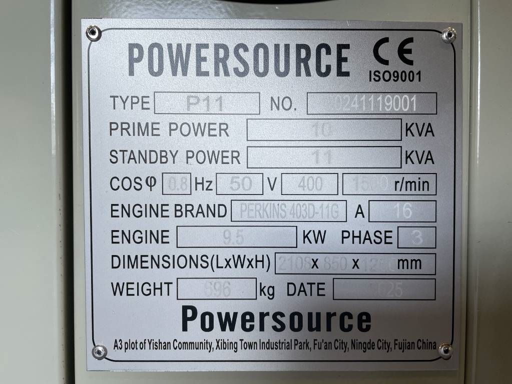 Perkins 403D-11G - 11 kVA Generator - DPX-19799