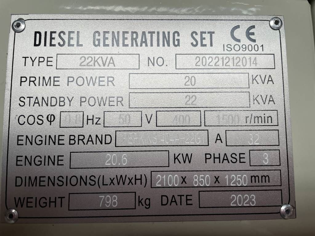 Perkins 404D-22G - 22 kVA Generator - DPX-19801