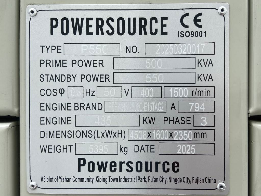 Perkins 2506C-E1STAG2 - 550 kVA Generator - DPX-19814