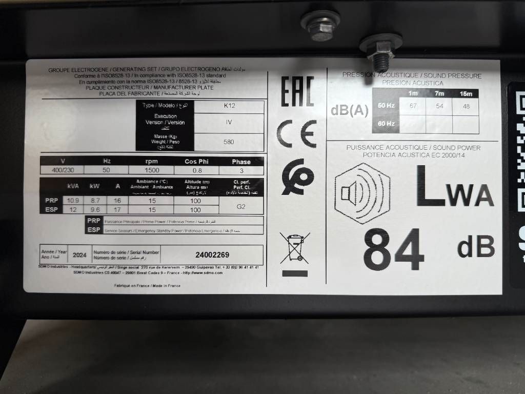 Sdmo K12 - 12 kVA Generator - DPX-17001