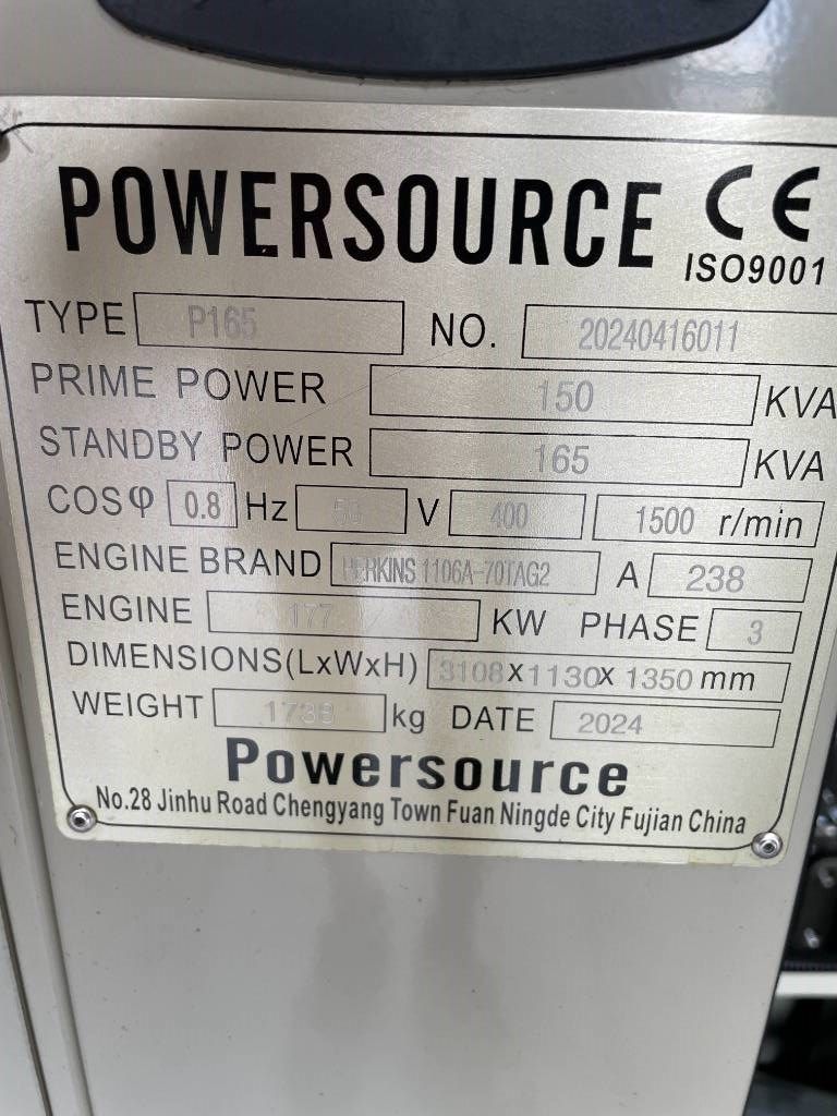 Perkins 1106A-70TA - 165 kVA Generator - DPX-12638