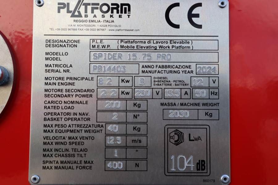 PLATFORM BAS Spider 15.75 PRO CE Declaration, Vali