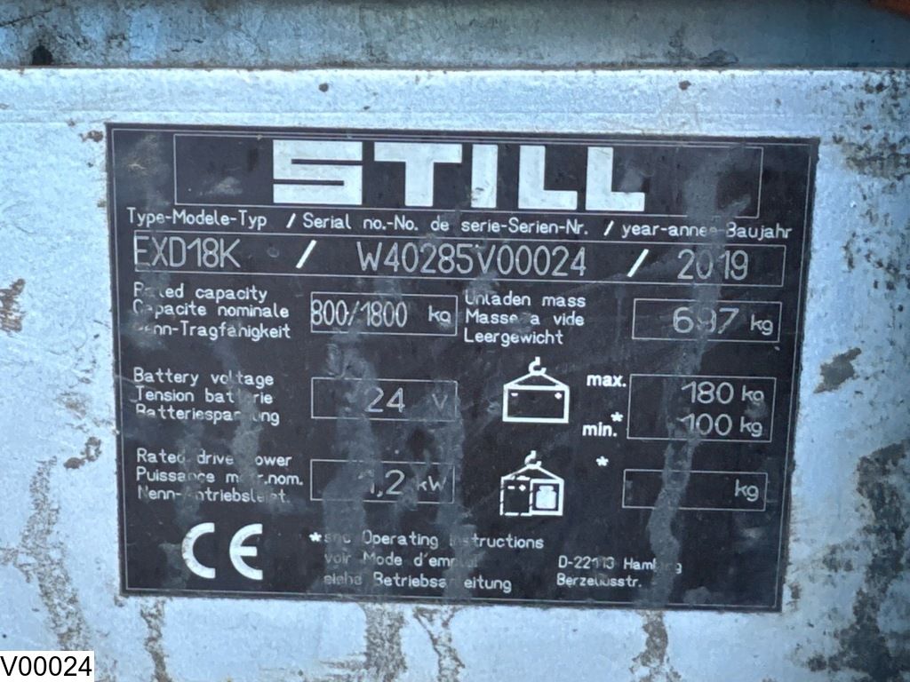 Still EXD18K 1800 kg, 2.10 m, Electric, 362 hours