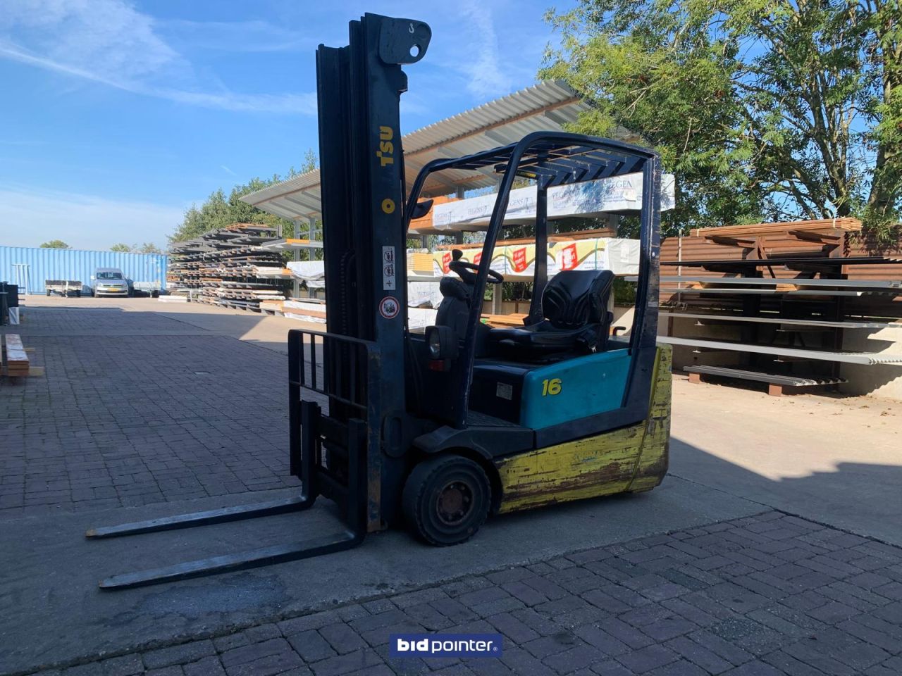 Heftruck elektrisch - 3 wiel - 1600kg! Freelift! Komatsu FB16 - 5.5 mtr. Sideshift!