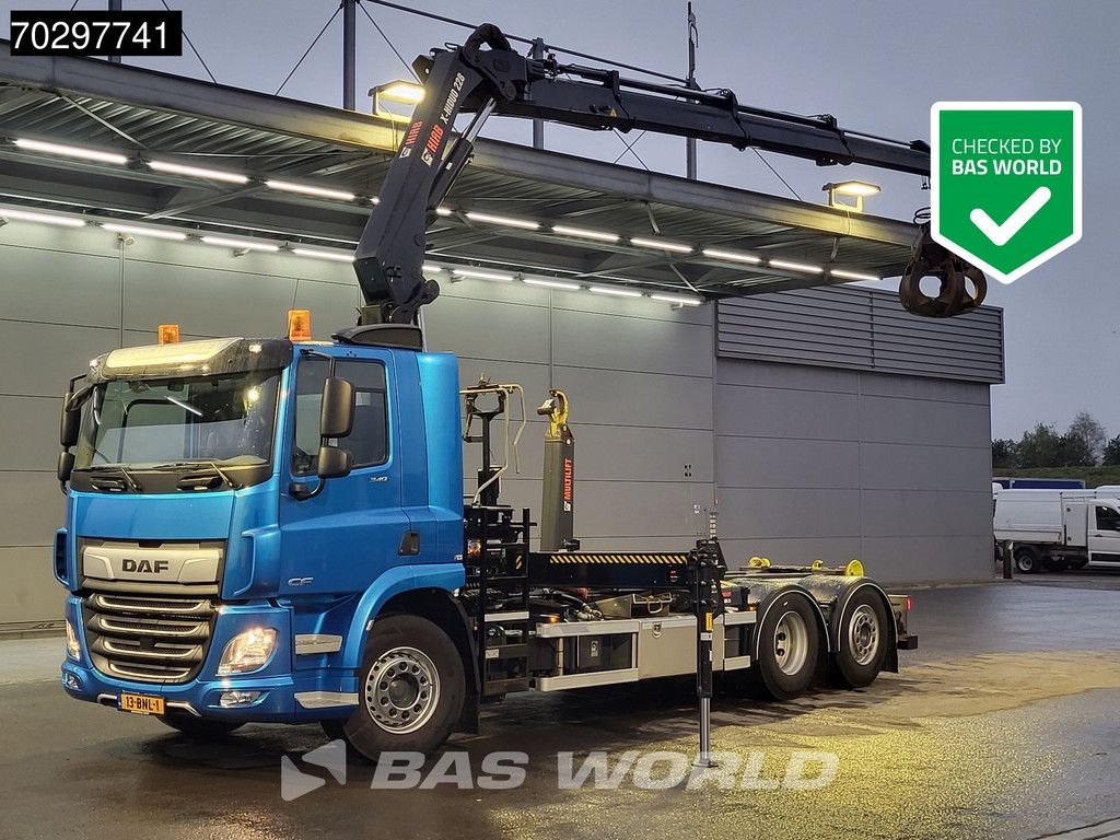 DAF CF CF 340 6X2 Hiab ULT21S56-D-ITF Hooklift Hiab X-HIDUO 228 E-3 Crane Lift+steering Axle Automatic Euro 6