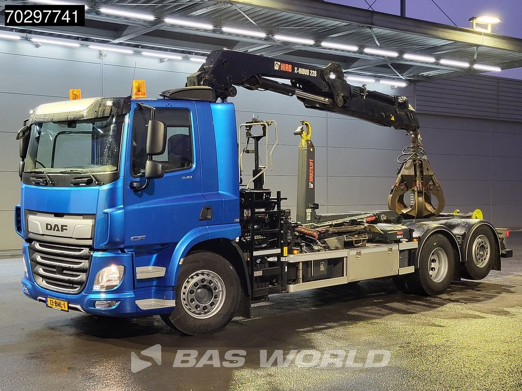 DAF CF CF 340 6X2 Hiab ULT21S56-D-ITF Hooklift Hiab X-HIDUO 228 E-3 Crane Lift+steering Axle Automatic Euro 6