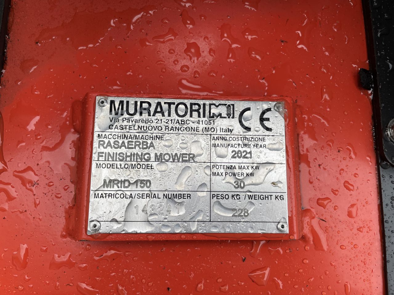 Muratori hydraulisch aangedreven cirkelmaaier