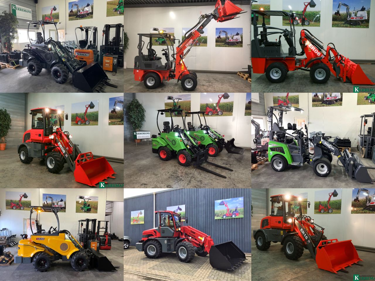 Diverse kniklader minishovel shovel wiellader