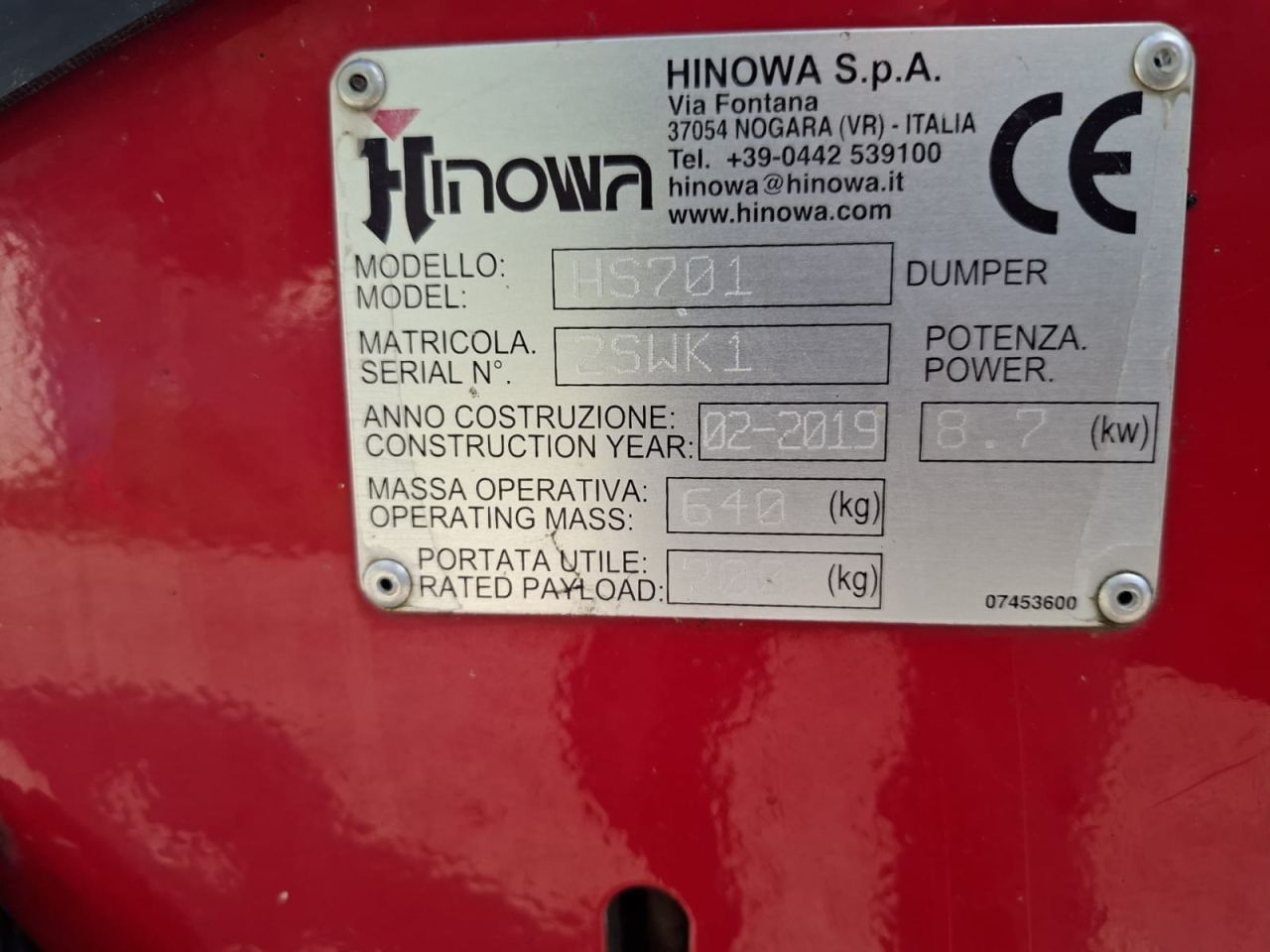Hinowa HS701 | bj 2019 | 713uur | laadschop