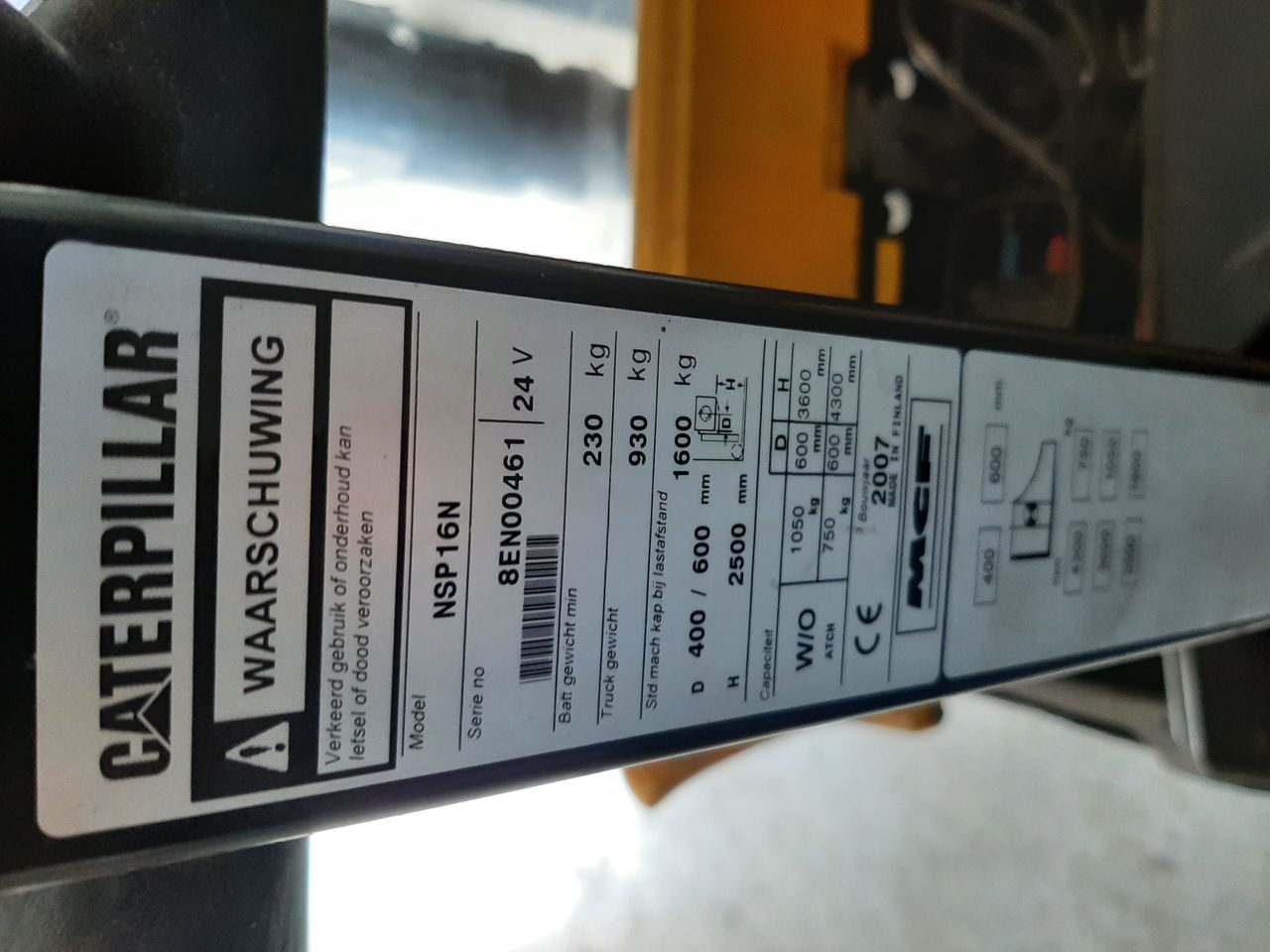 Caterpillar NSP16N elektrische stapelaar 1600 kg 4300 mm